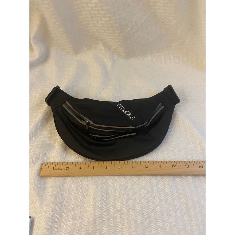 Fit Kicks Fit Packs Fanny pack 3 zippers 12x5" Black Gray